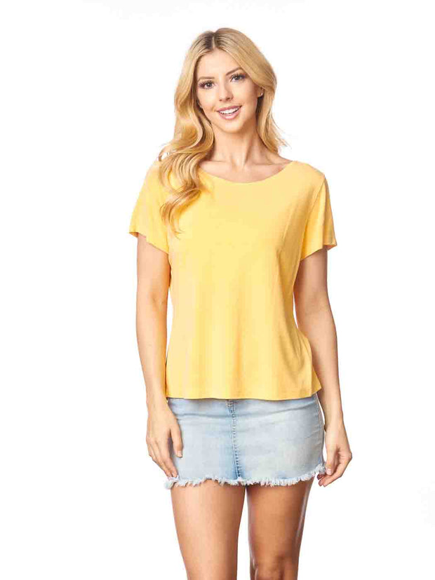 Tianello TENCEL™  Knit  Short Sleeve-Scoop Neck "Nikki" Tee Shirt-Nectar