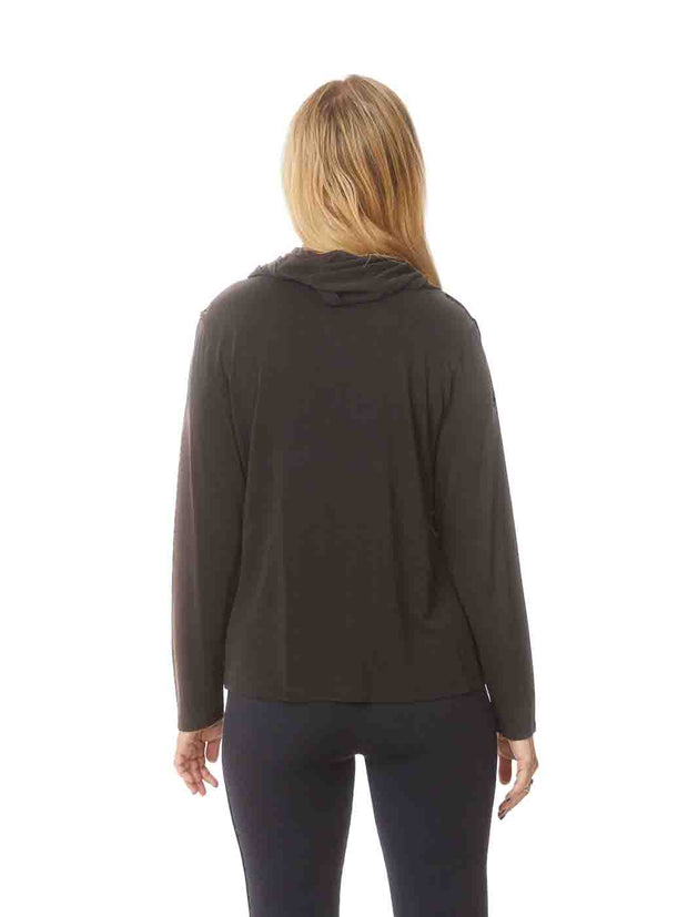 Tianello TENCEL™ "Whisper Knit"  L.S. Cowl Blouse-Black