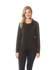 Tianello TENCEL™ "Whisper Knit"  L.S. Cowl Blouse-Black