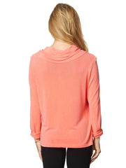Tianello TENCEL™ "Whisper Knit"  L.S. Cowl Blouse - Flamingo