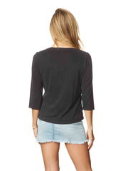 Tianello TENCEL™  Knit  3/4 Sleeve  Boatneck "Johnnie" Tee Shirt-Black