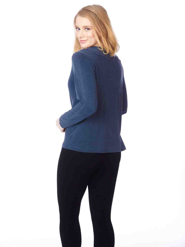 Tianello TENCEL™  Knit Long Sleeve Tee Shirt-Coal