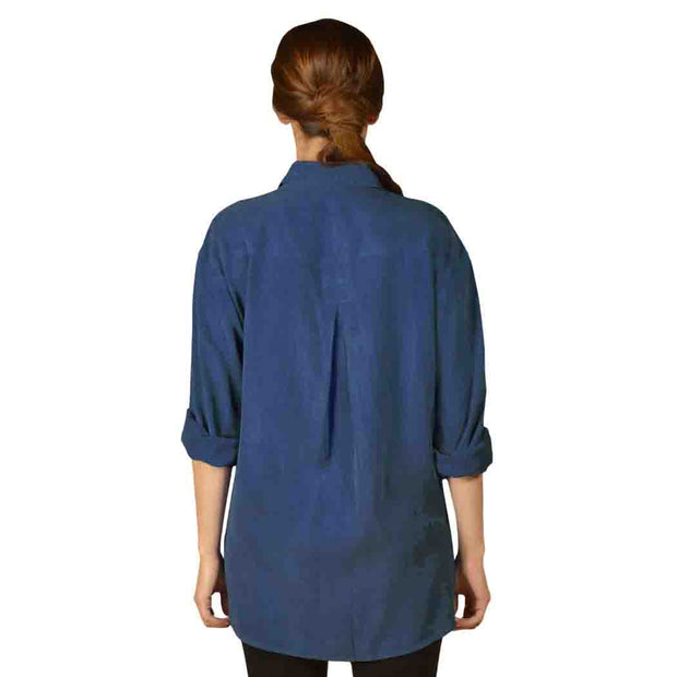 Tianello   TENCEL™  "Boyfriend" Shirt-Big Shirt-Cobalt Blue