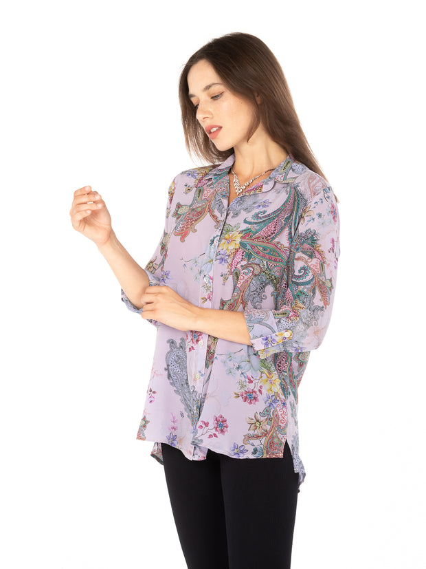 Tianello "Phelan" Washable Silk "Loving" Blouse-Lychee