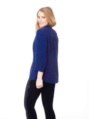 Tianello "Honeycomb" Sueded 'CUPRO" Bemberg "Dynasty" Blouse-Cobalt Blue