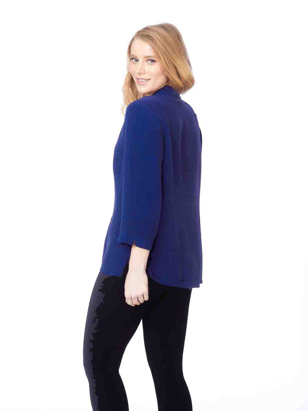 Tianello "Honeycomb" Sueded 'CUPRO" Bemberg "Dynasty" Blouse-Cobalt Blue