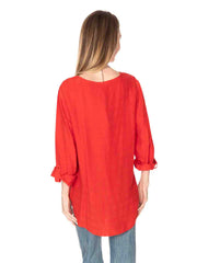 Tianello "Babel" Sueded Cupro "Avlyne" Blouse-Red Hot