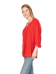 Tianello "Babel" Sueded Cupro "Avlyne" Blouse-Red Hot