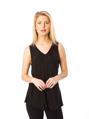 Tianello "Babel" Textured Sueded Cupro - Erika Bias Tank-Black