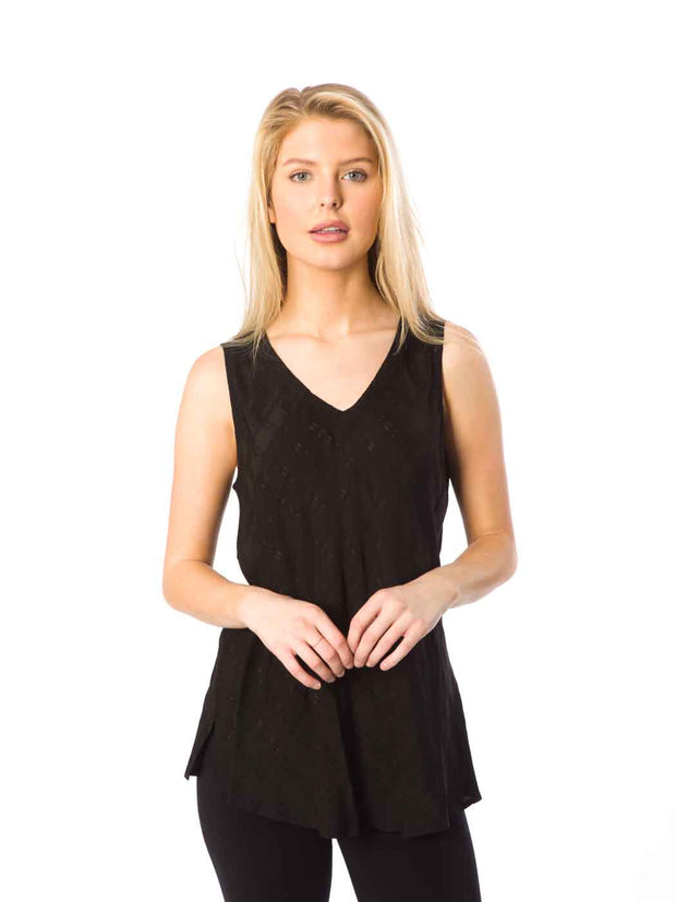 Tianello "Babel" Textured Sueded Cupro - Erika Bias Tank-Black