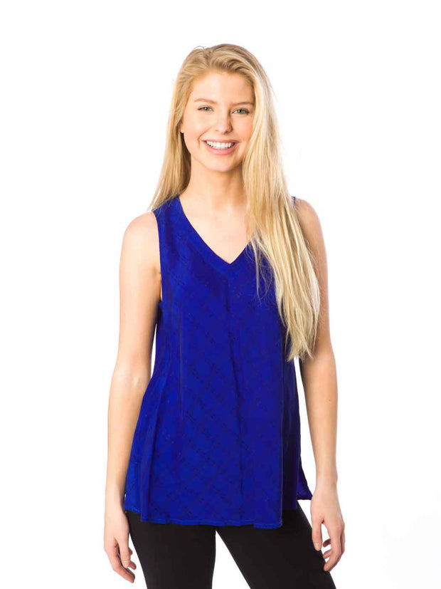 Tianello "Babel" Textured Sueded Cupro - Erika Bias Tank-Electric Blue