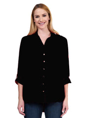 Tianello "Window Pane" Cupra "Loving" Blouse-Black