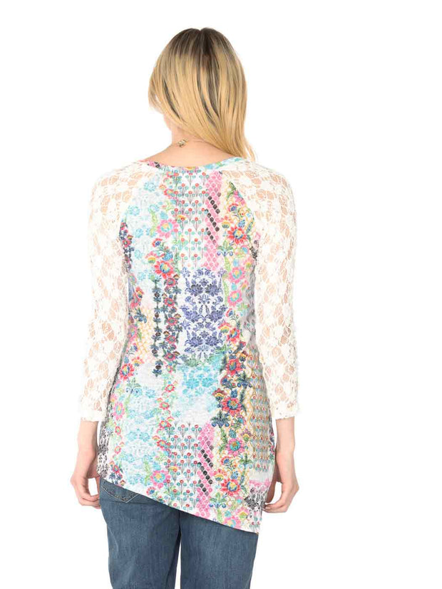 "Harlow" Print Knit Burnout Jacquard "Lola" Tunic-Wash