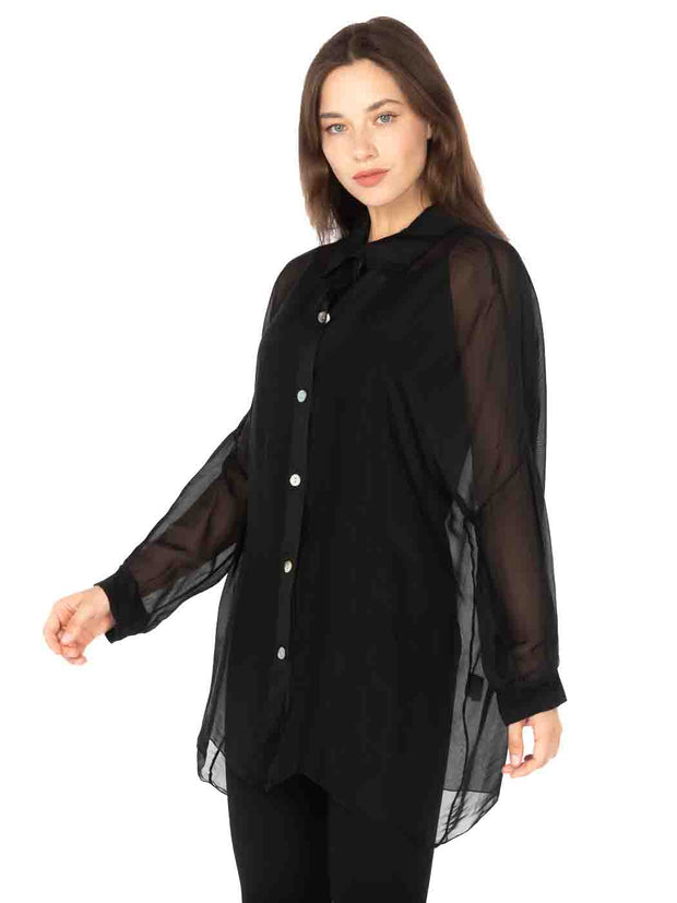 "One Size" Washable Silk "Bianca" Blouse with Camisole