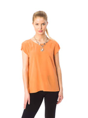 Tianello Washable Silk "Ellie" Blouse-Orange Cream