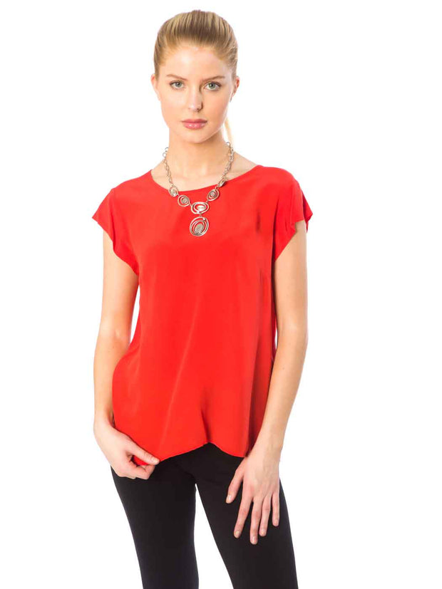 Tianello Washable Silk "Ellie" Blouse-VIVID Red