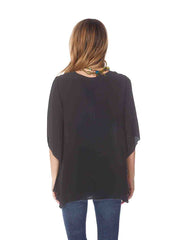 Tianello  Washable Silk "Natalie" Blouse-Black