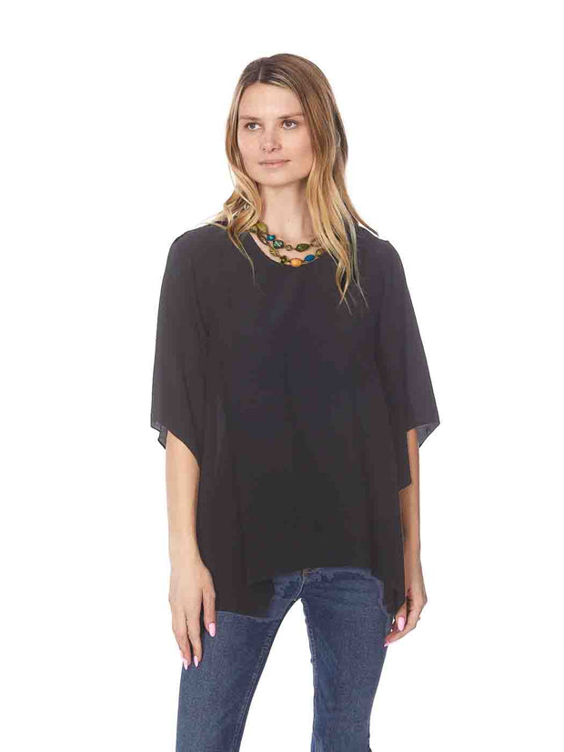 Tianello  Washable Silk "Natalie" Blouse-Black