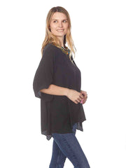 Tianello  Washable Silk "Natalie" Blouse-Black