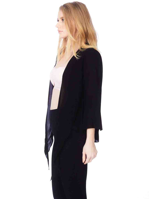 Tianello "Garment Dyed"  Washable Silk "Yuriko" Kimono-Black