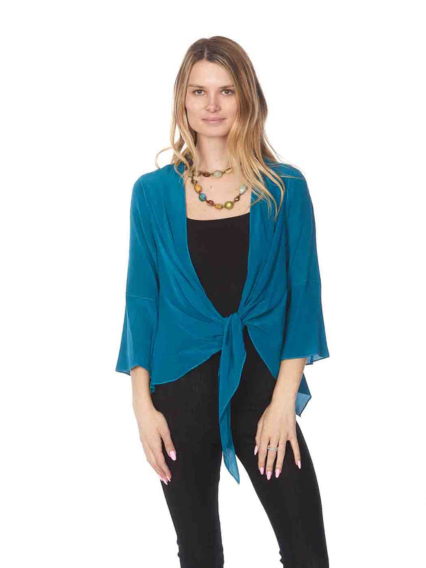 Tianello "Garment Dyed"  Washable Silk "Yuriko" Kimono-Ocean