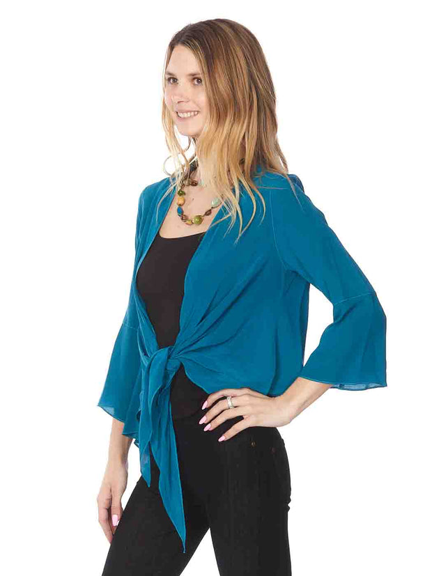 Tianello "Garment Dyed"  Washable Silk "Yuriko" Kimono-Ocean