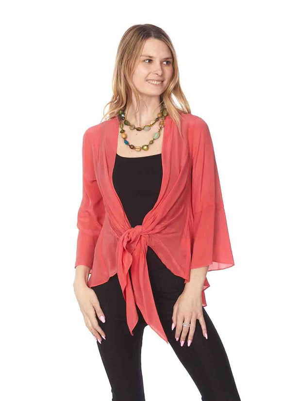 Tianello "Garment Dyed"  Washable Silk "Yuriko" Kimono-Watermelon