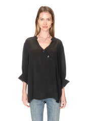 Tianello Crepe de Chine  Washable Silk "Diva' Blouse-Black