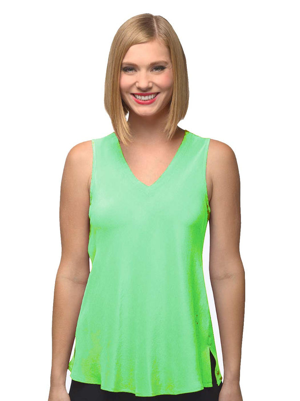 Crepe de Chine Washable Silk Erika Bias Tank-Aqua Haze