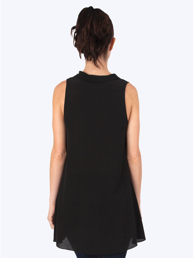 Tianello Crêpe de Chine WASHABLE SILK Briata Cowl  TunicBlack
