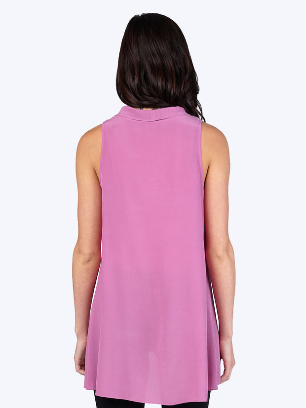Tianello Crêpe de Chine WASHABLE SILK Briata Cowl  Tunic-Dragon Fruit
