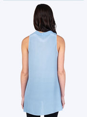 Tianello Crêpe de Chine WASHABLE SILK Briata Cowl  Tunic-Milky Blue