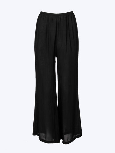 Tianello Crepe de Chine Washable Silk Palazzo Pant-Black
