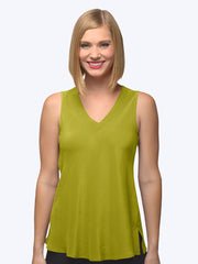 Tianello Crepe de Chine Washable Silk Erika Bias Tank-Citrus