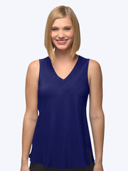 Tianello Crepe de Chine Washable Silk Erika Bias Tank-Electric Blue