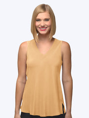 Tianello Crepe de Chine Washable Silk Erika Bias Tank-Nectar