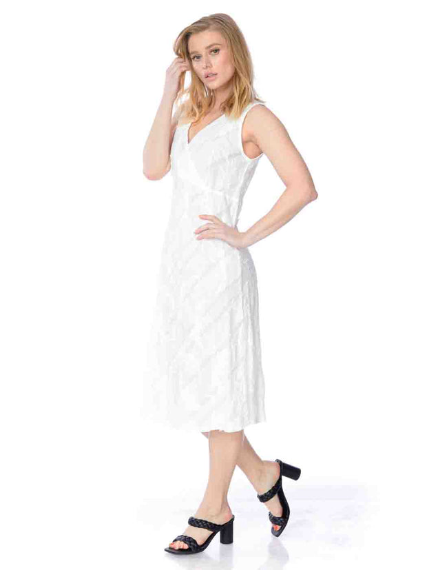 "Holly"  Embroidered COTTON "CINDY" Tank Dress-White