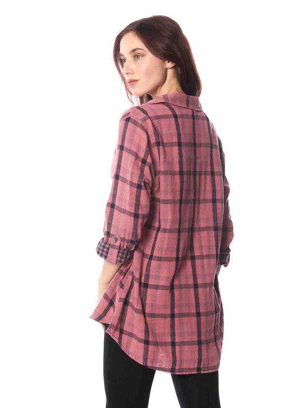 Tianello "Derek" Double Faced Cotton "Loving" Blouse-Vintage Rosa