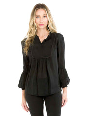 Tianello "Antionette"  Blouse - Sueded CUPRO Rayon Georgette-Black