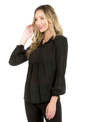 Tianello "Antionette"  Blouse - Sueded CUPRO Rayon Georgette-Black