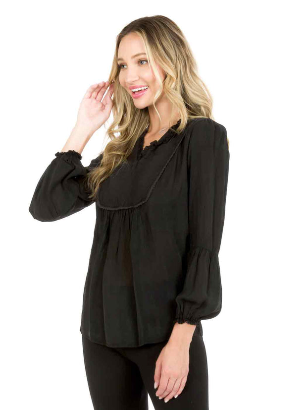 Tianello "Antionette"  Blouse - Sueded CUPRO Rayon Georgette-Black