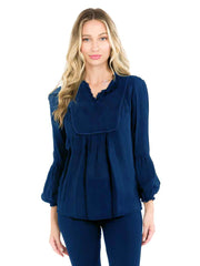 Tianello "Antionette"  Blouse - Sueded CUPRO Rayon Georgette-Cobalt