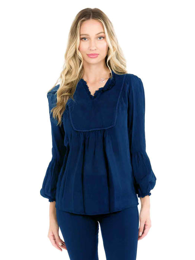 Tianello "Antionette"  Blouse - Sueded CUPRO Rayon Georgette-Cobalt