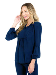 Tianello "Antionette"  Blouse - Sueded CUPRO Rayon Georgette-Cobalt
