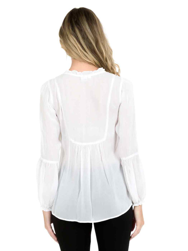 Tianello "Antionette"  Blouse - Sueded CUPRO Rayon Georgette-White