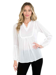 Tianello "Antionette"  Blouse - Sueded CUPRO Rayon Georgette-White