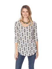 Tianello "Arana" Knit Jacquard3/4 Sleeve  "Koi" Tunic-Wash