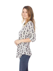 Tianello "Arana" Knit Jacquard3/4 Sleeve  "Koi" Tunic-Wash