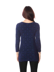 Tianello "Amour" Knit Jersey Jacquard "Ballet" Tee-Cobalt Blue