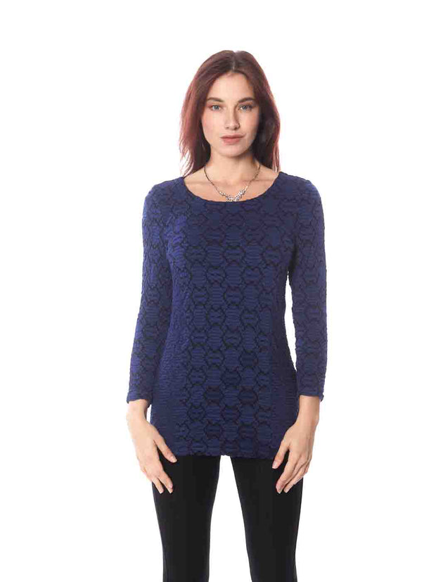 Tianello "Amour" Knit Jersey Jacquard "Ballet" Tee-Cobalt Blue